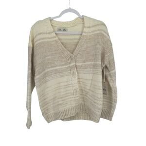 NEW Dex Cream and Tan Ombre V-Neck Cardigan Small
